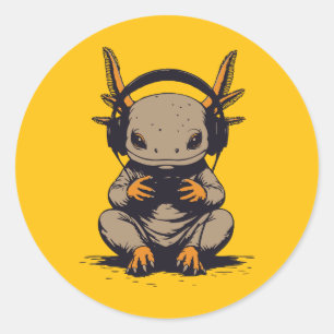 Axolotl-Spieler Runder Aufkleber