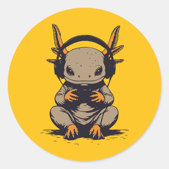 Axolotl-Spieler Runder Aufkleber (Vorderseite)
