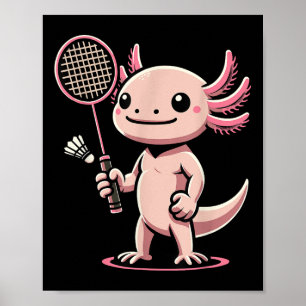 Axolotl spielt Badminton Spieler Shuttle Sport Poster