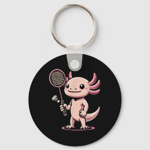 Axolotl spielt Badminton Spieler Shuttle Sport Schlüsselanhänger