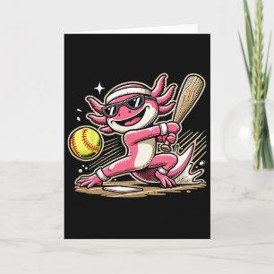 Axolotl spielt Softll, Softll Spieler Sport Kinder Karte