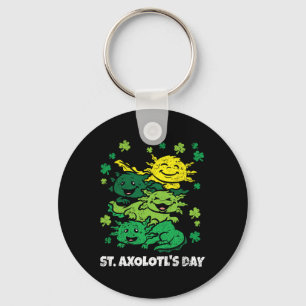 Axolotl St Patricks Day Süße Tier Kleeblatt Clove Schlüsselanhänger