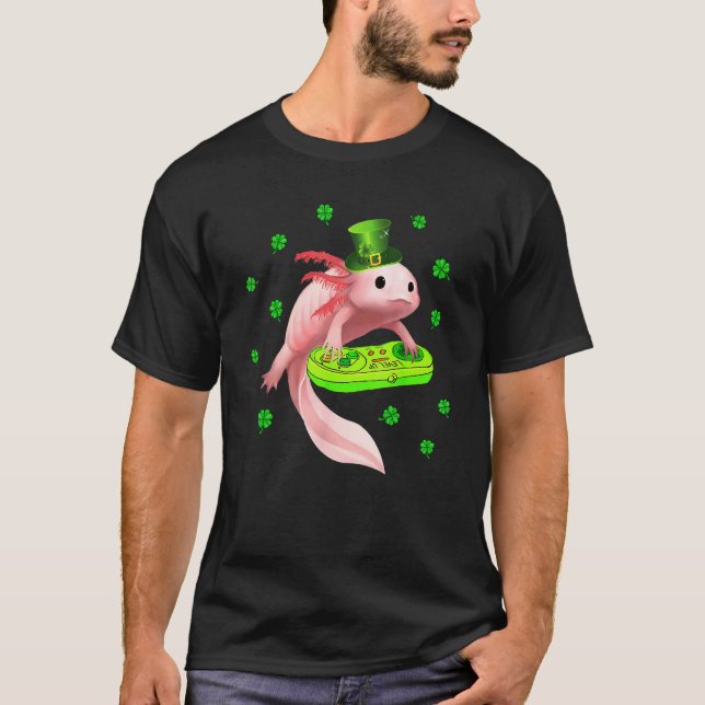 Axolotl St. Patricks Day White Axolotl Lizard G T-Shirt (Vorderseite)