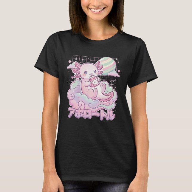 Axolotl Strawberry Milk Kawaii Aesthetic Cottageco T-Shirt (Vorderseite)