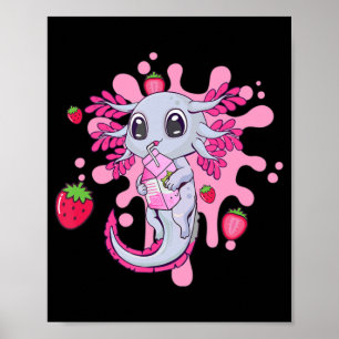 Axolotl Strawberry Milk Niedlich Kawaii Anime Gift Poster