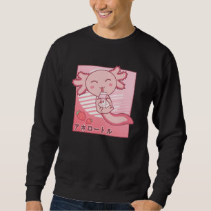 Axolotl Strawberry Milk Retro Kawaii Japan Axolotl Sweatshirt
