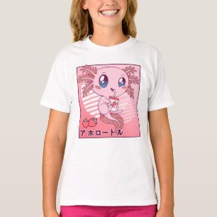 Axolotl Strawberry Milk Retro Kawaii Japan Axolotl T-Shirt