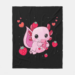 Axolotl Strawberry Milk Shake Kawaii Japanischer A Fleecedecke