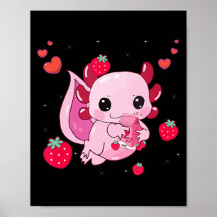 Axolotl Strawberry Milk Shake Kawaii Japanischer A Poster