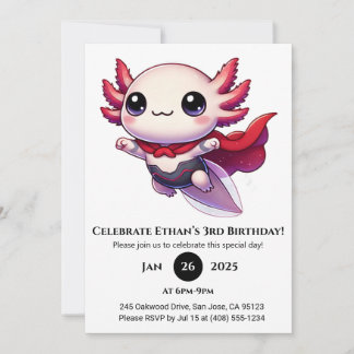 Axolotl Superhero in Armor Birthday Einladung