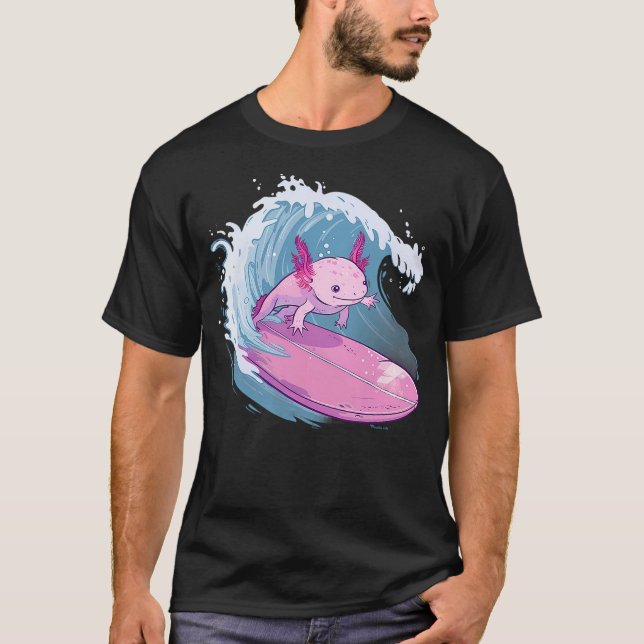 Axolotl Surfing Ocean Sea Axolotl Sea Ocean Animal T-Shirt (Vorderseite)