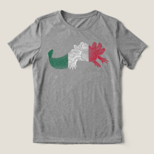 Axolotl T-Shirt - ROT, WEISS & GRÜN - Mexiko-Flagg Tri-Blend Shirt