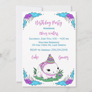 Axolotl Themed Girl's Birthday Einladung