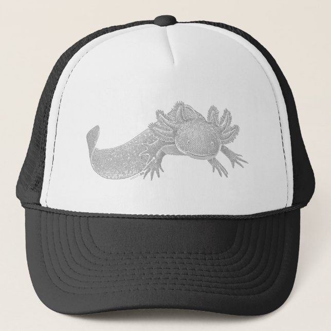 Axolotl Trucker Hut - GRAU Truckerkappe (Vorderseite)