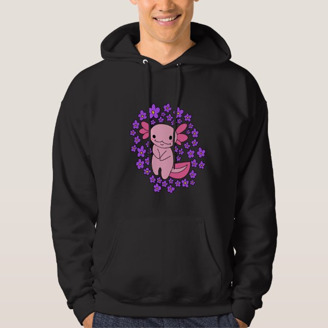 Axolotl und Blumen  Hoodie (Vorderseite)