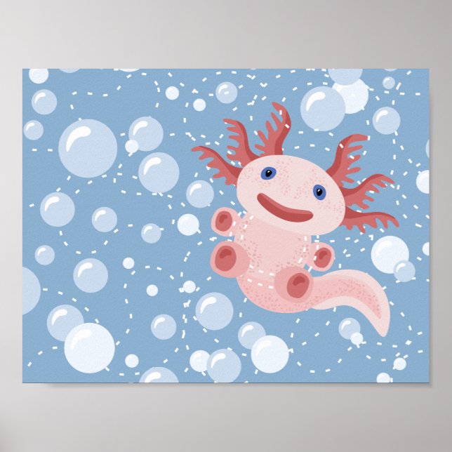 Axolotl und Bubbles Bold Vector Design Poster (Vorne)