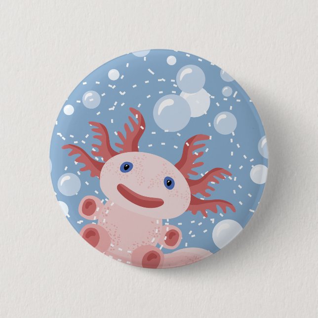 Axolotl und der Blasen-mutige vektorentwurf Button (Vorderseite)