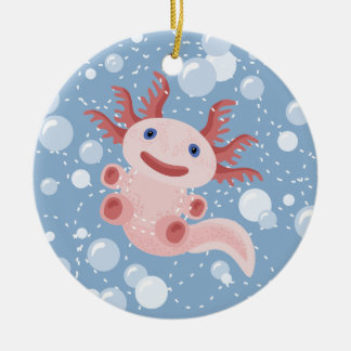 Axolotl und der Blasen-mutige vektorentwurf Keramikornament
