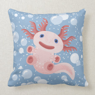 Axolotl und der Blasen-mutige vektorentwurf Kissen