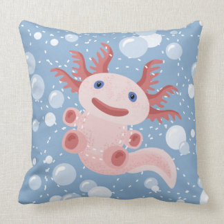 Axolotl und der Blasen-mutige vektorentwurf Kissen