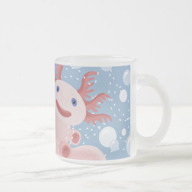 Axolotl und der Blasen-mutige vektorentwurf Mattglastasse (Rechts)