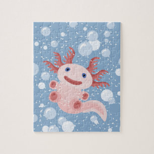 Axolotl und der Blasen-mutige vektorentwurf Puzzle