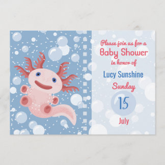 Axolotl und die Bläschen - Blue Water Baby Dusche Einladung