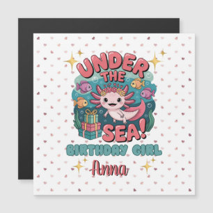 Axolotl Under Sea Birthday Girl Niedlicher Ozean Magneteinladung