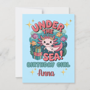 Axolotl Under Sea Birthday Girl Niedlicher Ozean Postkarte