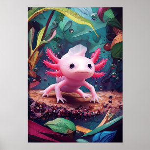 Axolotl Underwater Dreamer Poster