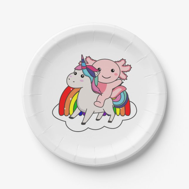 Axolotl Unicorn Rainbow Animals Unicorn Pappteller (Vorderseite)