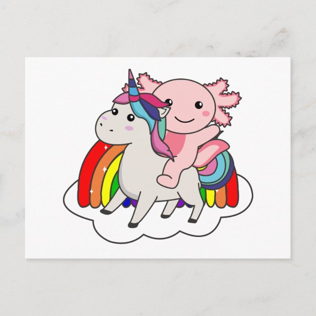Axolotl Unicorn Rainbow Animals Unicorn Postkarte (Vorderseite)