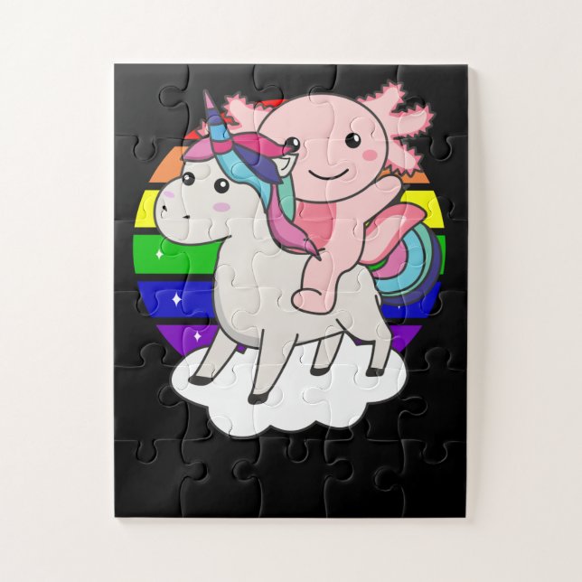 Axolotl Unicorn Rainbow Animals Unicorn Puzzle (Vertikal)