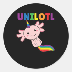 Axolotl Unilotl Einhorn-süß Axolotl Regenbogen Runder Aufkleber