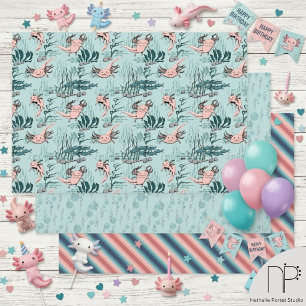 Axolotl-Unterwasser-Habitat Geschenkpapier Set