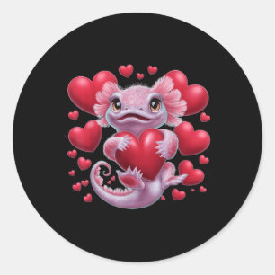 Axolotl Valentinstag Funny Girls Boys Liebe Axolo Runder Aufkleber