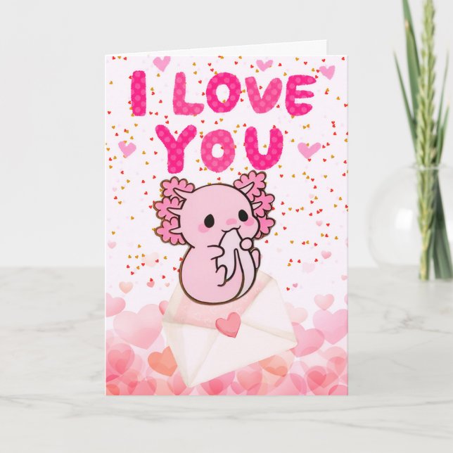 Axolotl Valentinstagskarten Karte (Vorderseite)