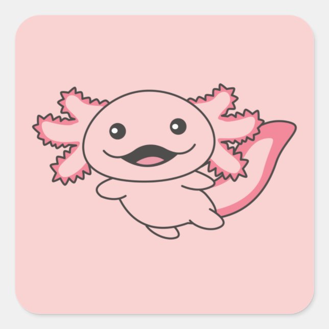 Axolotl verschiedene Typen von Axolotls-Niedlichen Quadratischer Aufkleber (Vorderseite)