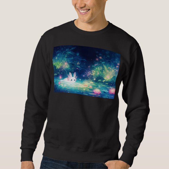Axolotl-verzauberter Teich Sweatshirt (Vorderseite)