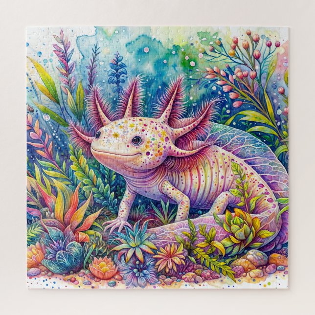 Axolotl Vibranl Watercolor Art Puzzle (Vertikal)
