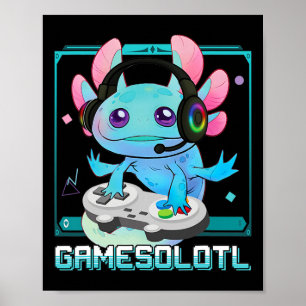 Axolotl Video Gamer Kawaii Pastel Goth Niedlich An Poster