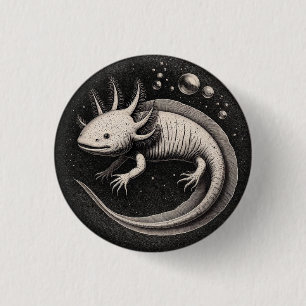 Axolotl Vintag Illustration Button