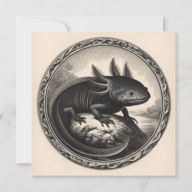 Axolotl Vintag Illustration Karte (Vorderseite)