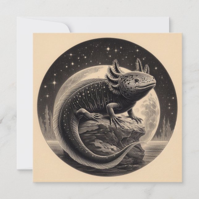 Axolotl Vintag Illustration Karte (Vorderseite)