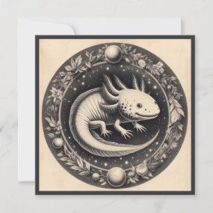 Axolotl-Vintage-Illustration Karte