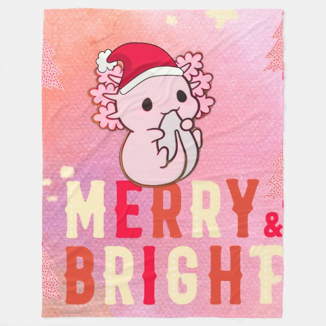Axolotl Weihnachten Fleecedecke (Vorderseite)