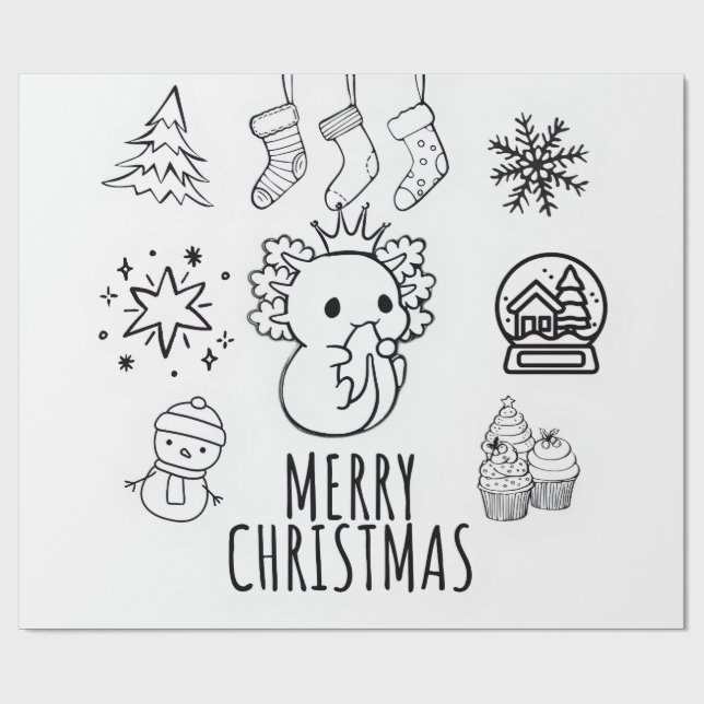 Axolotl Weihnachten Geschenkpapier (Flach)