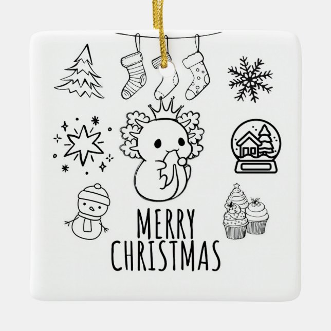 Axolotl Weihnachten Keramikornament (Vorderseite)