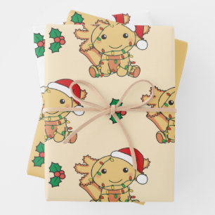 Axolotl Weihnachts Wintertiere Urlaub Axolotls Geschenkpapier Set