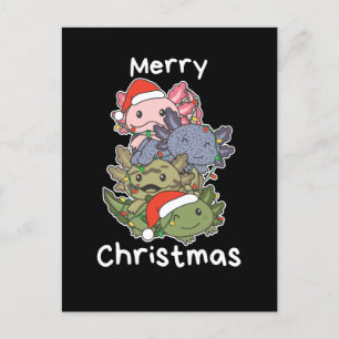 Axolotl-Weihnachtsbaum-Weihnachtstiere Axolotls Feiertagspostkarte